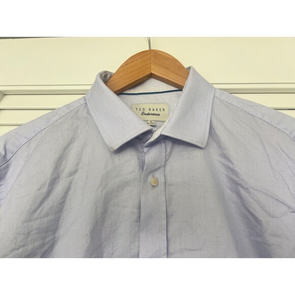Ted Baker Endurance Shirt Mens 17 34/35 Blue Geometric Long Sleeve Button - Picture 2 of 9